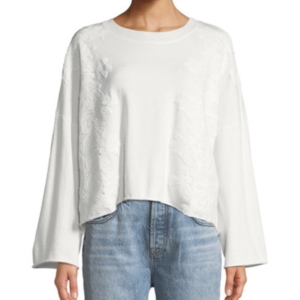 Stellah Lace-Trimmed Boxy Sweater Size Med NWT